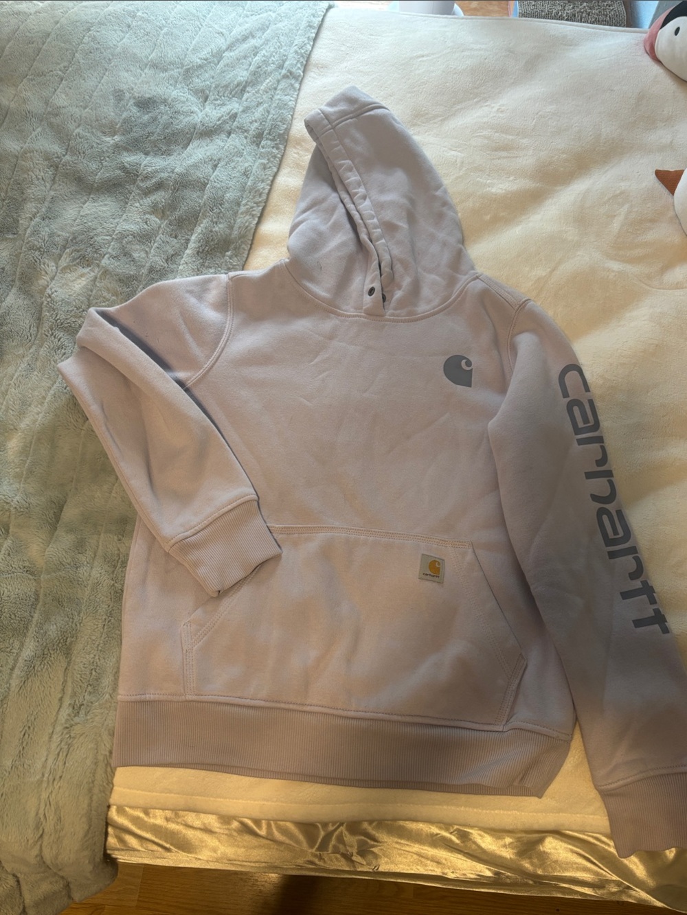 Carhartt Men's Light Lavender Crewneck Hoodie with Logo Sleeve
